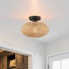 1-Light Bohemian Bamboo Semi-Flush Mount Ceiling Light – D11″x H8″ – 11 in. W  |   Semi-Flush Mount Ceiling Lights Ceiling Lighting Semi-Flush Mount Ceiling Lights