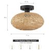 1-Light Bohemian Bamboo Semi-Flush Mount Ceiling Light – D11″x H8″ – 11 in. W  |   Semi-Flush Mount Ceiling Lights Ceiling Lighting Semi-Flush Mount Ceiling Lights