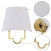 1-Light Gold Hardwired/ Plug-in Dimmable Fabric Wall Sconce  |   Wall Sconces Wall Lighting Wall Sconces