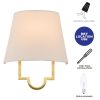 1-Light Gold Hardwired/ Plug-in Dimmable Fabric Wall Sconce  |   Wall Sconces Wall Lighting Wall Sconces