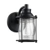 1-light outdoor wall light with black finish and seeded glass shade  |   Flush Mount Wall Lights Flush Mount Wall Lights Flush Mount Wall Lights