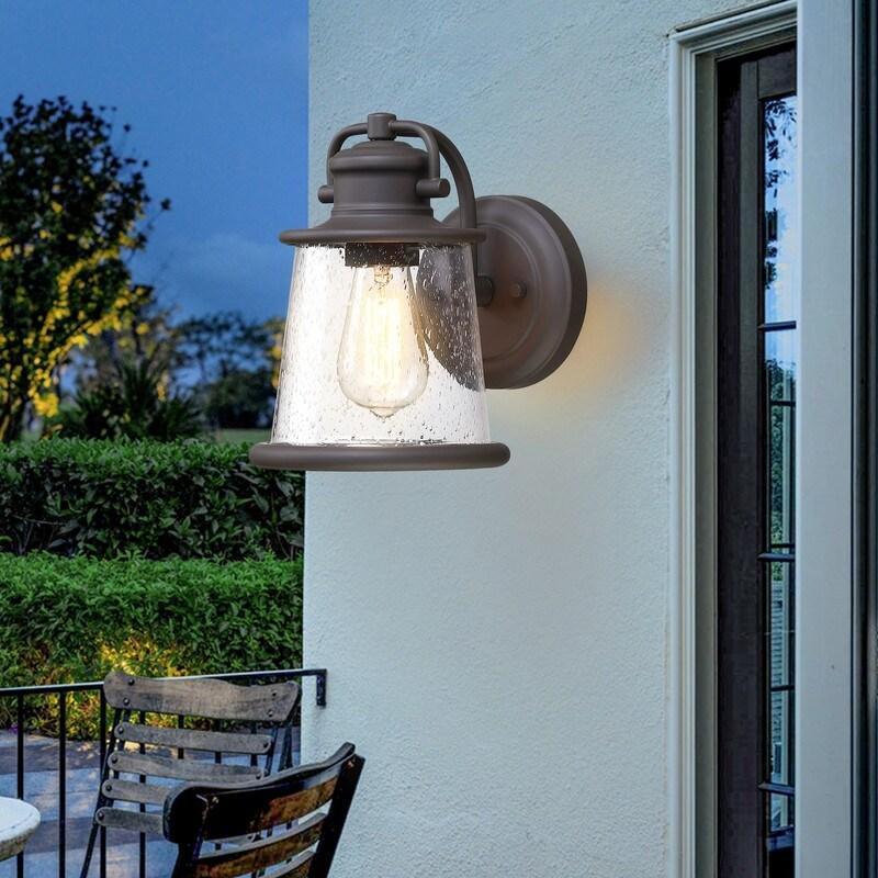 1-light outdoor wall light with light black finish and seeded glass  |   Flush Mount Wall Lights Flush Mount Wall Lights Flush Mount Wall Lights