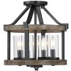 12.5 in. 4-Light Natural Iron and Distressed Faux Wood Modern Farmhouse Semi-Flush Mount Ceiling Light – 12.5″W  |   Semi-Flush Mount Ceiling Lights Ceiling Lighting Semi-Flush Mount Ceiling Lights