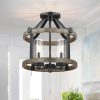 12.5 in. 4-Light Natural Iron and Distressed Faux Wood Modern Farmhouse Semi-Flush Mount Ceiling Light – 12.5″W  |   Semi-Flush Mount Ceiling Lights Ceiling Lighting Semi-Flush Mount Ceiling Lights