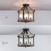 12.5 in. 4-Light Natural Iron and Distressed Faux Wood Modern Farmhouse Semi-Flush Mount Ceiling Light – 12.5″W  |   Semi-Flush Mount Ceiling Lights Ceiling Lighting Semi-Flush Mount Ceiling Lights