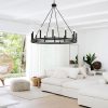 12-light Farmhouse Black Wagon Wheel Chandelier  |   Chandeliers Ceiling Lighting Chandeliers