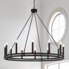 12-light Farmhouse Black Wagon Wheel Chandelier  |   Chandeliers Ceiling Lighting Chandeliers