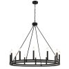 12-light Farmhouse Black Wagon Wheel Chandelier  |   Chandeliers Ceiling Lighting Chandeliers