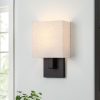 12in H Dark Bronze Wall Sconce Light With Oatmeal Fabric Shade  |   Wall Sconces Wall Lighting Wall Sconces