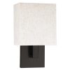 12in H Dark Bronze Wall Sconce Light With Oatmeal Fabric Shade  |   Wall Sconces Wall Lighting Wall Sconces