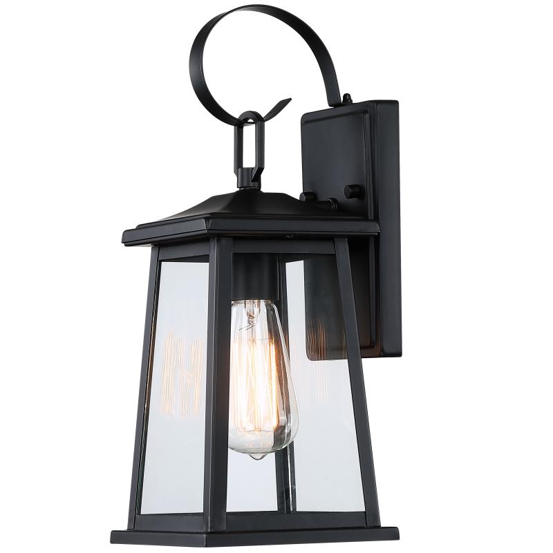 15″H 1 Light Matte Black Outdoor Wall Lantern – 6.1″Wx6.73″Ex15.43″H  |   Outdoor Wall Lighting Outdoor Wall Lighting Black