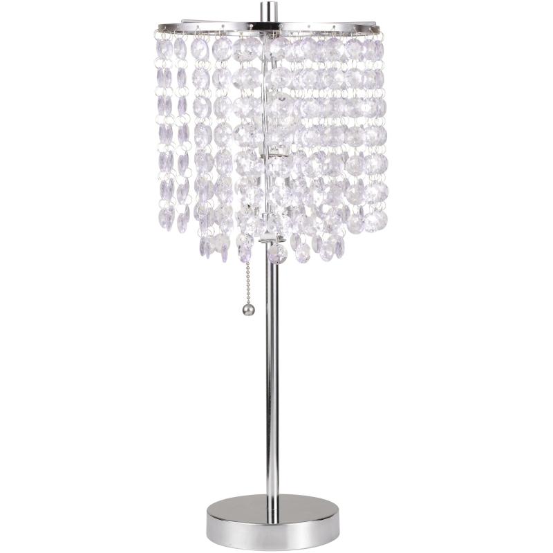 19″h Chrome Crystal Inspired Pull Table Lamp  |   Desk Lamps Desk Lamps Desk Lamps