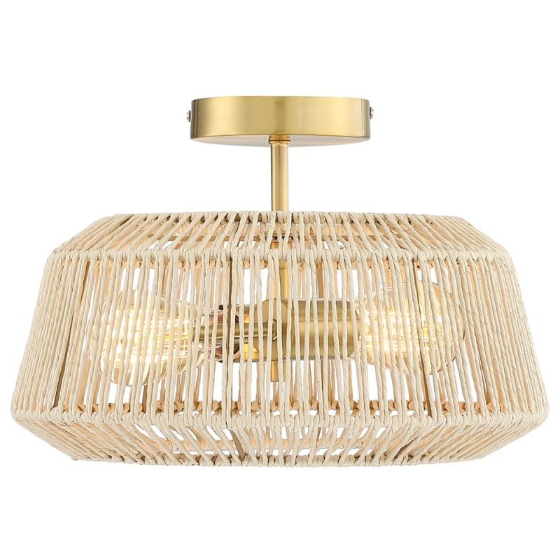 2-Light Rattan Semi-Flush Mount Ceiling Light – 14 in W  |   Semi-Flush Mount Ceiling Lights Ceiling Lighting Semi-Flush Mount Ceiling Lights