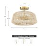 2-Light Rattan Semi-Flush Mount Ceiling Light – 14 in W  |   Semi-Flush Mount Ceiling Lights Ceiling Lighting Semi-Flush Mount Ceiling Lights