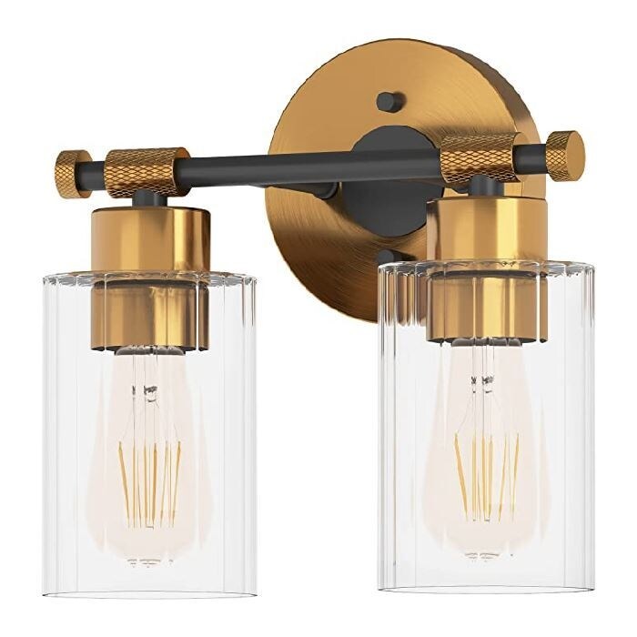 2-Light wireless vanity lights Gold wireless lighting Metal bath lights  |   Wall Sconces Wall Lighting Gold