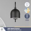 2-Pack Battery-Operated LED Matte Black Wall Sconce with Metal Shade  |   Wall Sconces Wall Lighting Matte Black