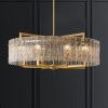 26 in. Gold Modern Drum Crystal Chandelier 6-Light Glam Dimmable Pendant Light Kitchen Island with Frosted Glass for Dining Room  |   Chandeliers Ceiling Lighting Chandeliers