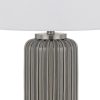 29 Inch Ceramic Curved Table Lamp with Stripes, Dimmer – Gray – 17 L X 17 W X 21 H Inches  |   Desk Lamps Desk Lamps Desk Lamps