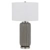 29 Inch Ceramic Curved Table Lamp with Stripes, Dimmer – Gray – 17 L X 17 W X 21 H Inches  |   Desk Lamps Desk Lamps Desk Lamps