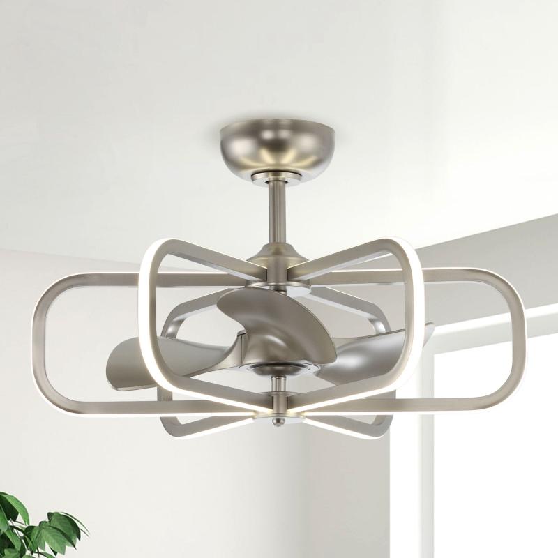 29″ Modern Nickel Bladeless LED Ceiling Fan Chandelier with Light and Remote  |   Ceiling Fans Ceiling Fans Ceiling Fans