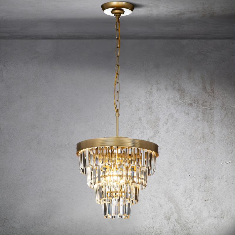 3-Light Elegant Tiered Antique Gold Mini Crystal Chandelier  |   Chandeliers Ceiling Lighting Antique Gold