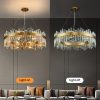 31 in. 2-Tiers Brass Modern Crystal Chandelier Gold Glam Chandelier Luxury Crystal Kitchen Island Pendant Light for Dining Room  |   Chandeliers Ceiling Lighting Chandeliers