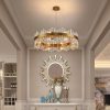 31 in. 2-Tiers Brass Modern Crystal Chandelier Gold Glam Chandelier Luxury Crystal Kitchen Island Pendant Light for Dining Room  |   Chandeliers Ceiling Lighting Chandeliers