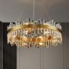 31 in. 2-Tiers Brass Modern Crystal Chandelier Gold Glam Chandelier Luxury Crystal Kitchen Island Pendant Light for Dining Room  |   Chandeliers Ceiling Lighting Chandeliers