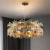 31 in. 2-Tiers Brass Modern Crystal Chandelier Gold Glam Chandelier Luxury Crystal Kitchen Island Pendant Light for Dining Room  |   Chandeliers Ceiling Lighting Chandeliers