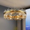 31 in. 2-Tiers Brass Modern Crystal Chandelier Gold Glam Chandelier Luxury Crystal Kitchen Island Pendant Light for Dining Room  |   Chandeliers Ceiling Lighting Chandeliers