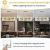 36 in. Brass Glam Rectangle Crystal Chandelier 16-Light Gold Modern Chandelier Hanging Ceiling Light Fixture for Dining Room  |   Chandeliers Ceiling Lighting Chandeliers