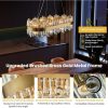 36 in. Brass Glam Rectangle Crystal Chandelier 16-Light Gold Modern Chandelier Hanging Ceiling Light Fixture for Dining Room  |   Chandeliers Ceiling Lighting Chandeliers