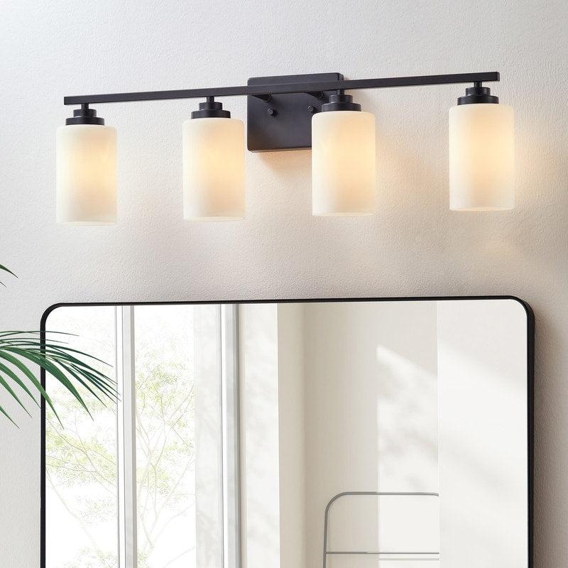 4-Light Dimmable Bathroom Vanity Light with Frosted White Glass  |   Bathroom Lighting Bathroom Lighting Bathroom Lighting