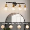 4-Light Dimmable Vanity Light with Clear Glass Shades  |   Bathroom Lighting Bathroom Lighting Bathroom Lighting