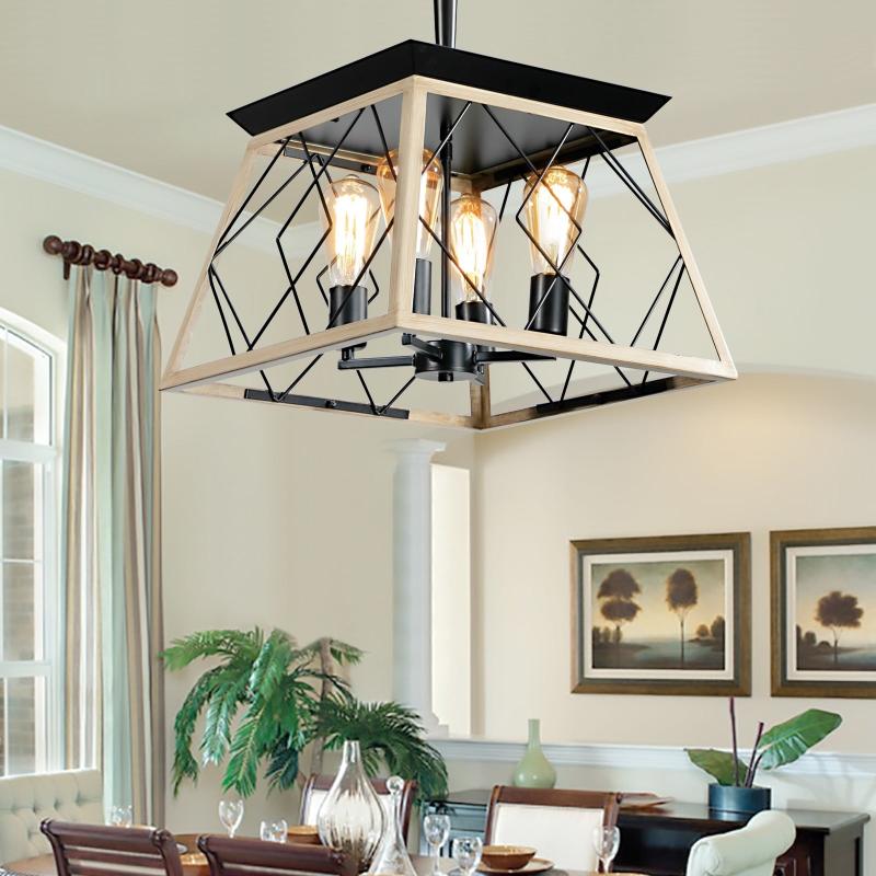 4-Light Farmhouse Chandeliers Rustic Pendant Light Fixture with Adjustable Chain For Dining Room Kitchen  |   Chandeliers Ceiling Lighting Chandeliers