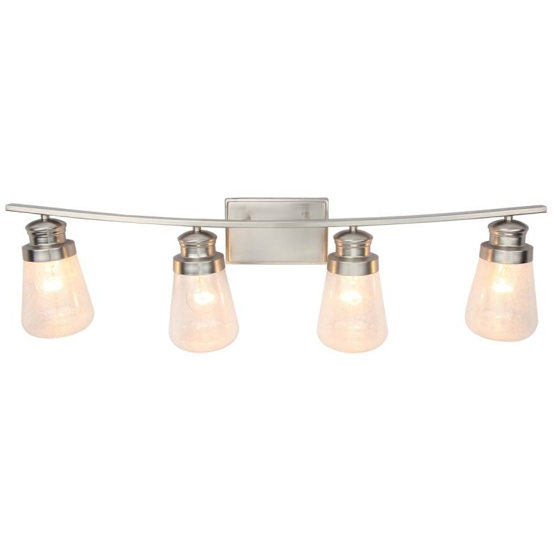 4 Light Vanity lighting in Brushed Nickel Finish  |   Flush Mount Wall Lights Flush Mount Wall Lights Flush Mount Wall Lights