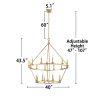 40″ 20-light Modern Adjustable Wagon Wheel Chandelier, 2-Tier  |   Chandeliers Ceiling Lighting Chandeliers