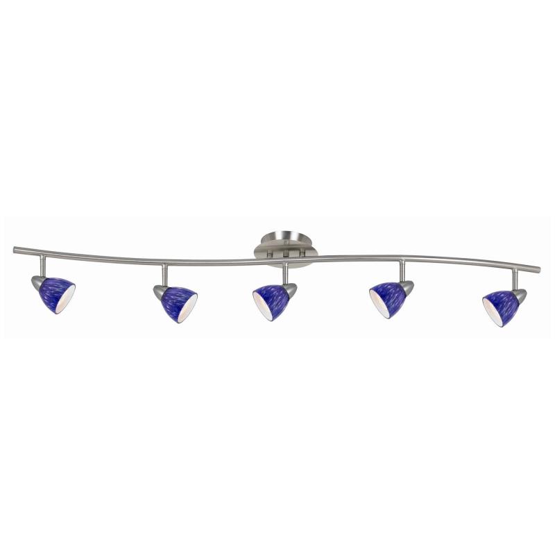 5 Light 120V Metal Track Light Fixture with Textured Shade, Silver and Blue  |   Track Lighting Ceiling Lighting Silver