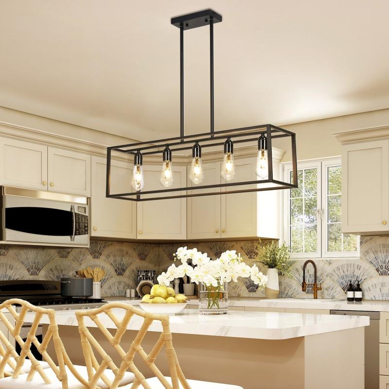 5-Light Industrial Ceiling Chandelier Light Kitchen Island Pendant – 31.5” W x 30.12” H  |   Kitchen Lighting Kitchen Lighting Kitchen Lighting