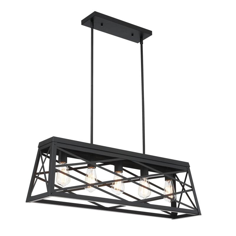 5 – Light Kitchen Island Linear Pendant Chandelier with Matte Black finish  |   Kitchen Lighting Kitchen Lighting Kitchen Lighting