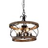 5-Light Rustic Cage Wood Chandelier Dimmable Lighting, Adjustable Farmhouse Pendant Light for Kitchen Island  |   Chandeliers Ceiling Lighting Chandeliers