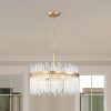 5-light Shiny Bronze Chandelier with Clear Glass Bars – Shiny Bronze  |   Chandeliers Ceiling Lighting Chandeliers