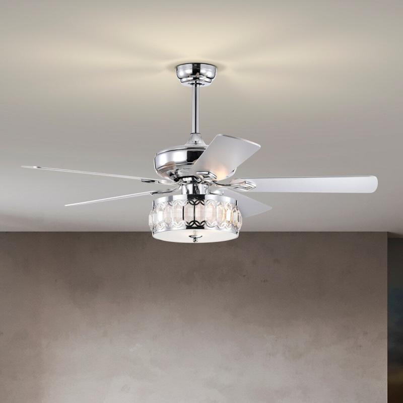 52″ 3-Light Chrome Ceiling Fan + Remote, Traditional Farmhouse Rustic Industrial Bohemian  |   Ceiling Fans Ceiling Fans Ceiling Fans