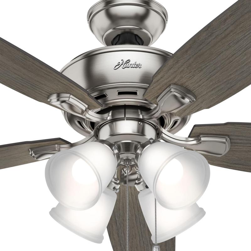 52′ Amberlin Ceiling Fan with LED Light Kit, Pull Chains – Farmhouse, Transitional, Rustic  |   Ceiling Fans Ceiling Fans Brushed Nickel/Fresh White/Noble Bronze