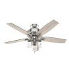 52″ Declan Pass Brushed Nickel Ceiling Fan with LED Light Kit and Pull Chain – Industrial, Farmhouse, Rustic  |   Ceiling Fans Ceiling Fans Ceiling Fans