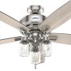 52″ Declan Pass Brushed Nickel Ceiling Fan with LED Light Kit and Pull Chain – Industrial, Farmhouse, Rustic  |   Ceiling Fans Ceiling Fans Ceiling Fans