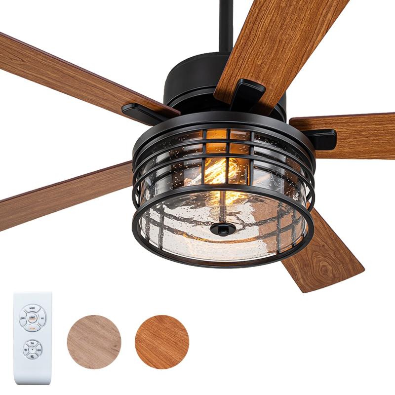 52 inch Industrial Ceiling Fan with Caged Light and Remote  |   Ceiling Fans Ceiling Fans Ceiling Fans