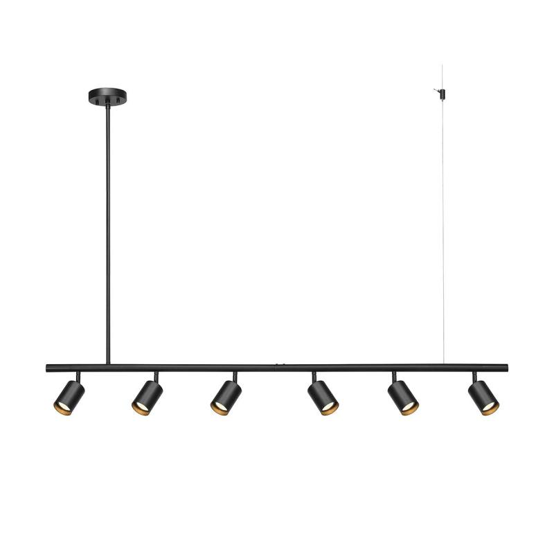 55″ 6-Light Adjustable Height Track Lighting, Matte Black, Pivoting Track Heads  |   Track Lighting Ceiling Lighting Matte Black