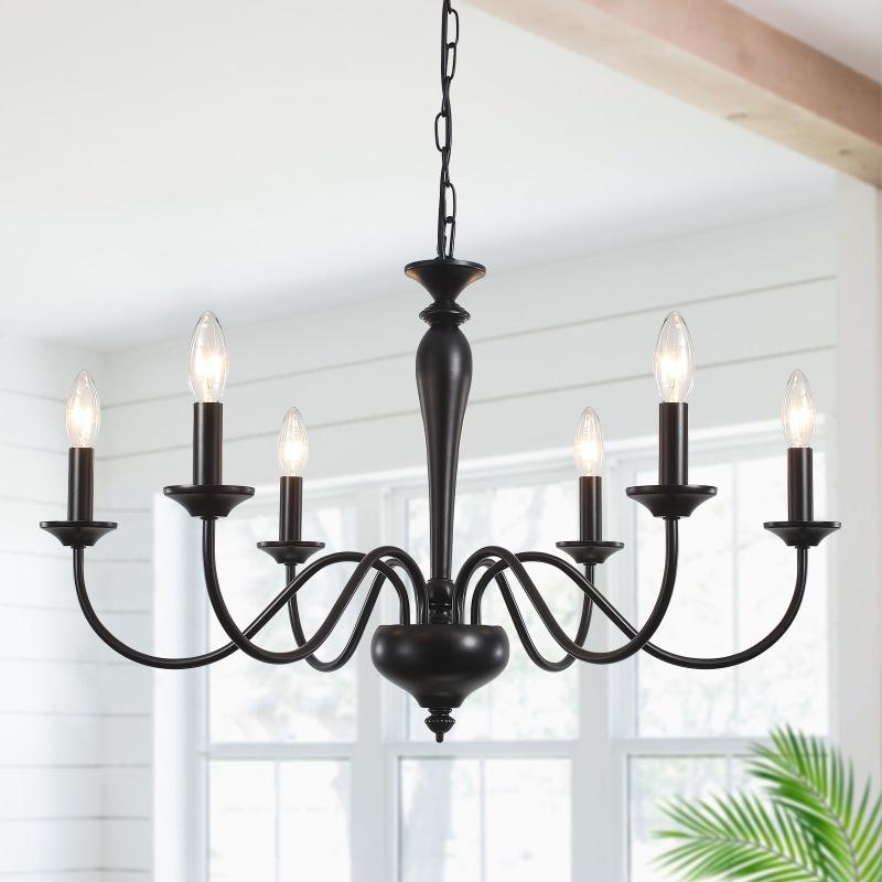 6-Light 27.95-inch Industrial Candle Chandelier Light for Bedroom Foyer  |   Chandeliers Ceiling Lighting Chandeliers