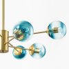 8-Light Modern 2-Tier Sputnik Linear Cluster Gradient Blue Clear Glass Globe Bubble Chandelier  |   Chandeliers Ceiling Lighting Blue Glass/Lake Blue Glass